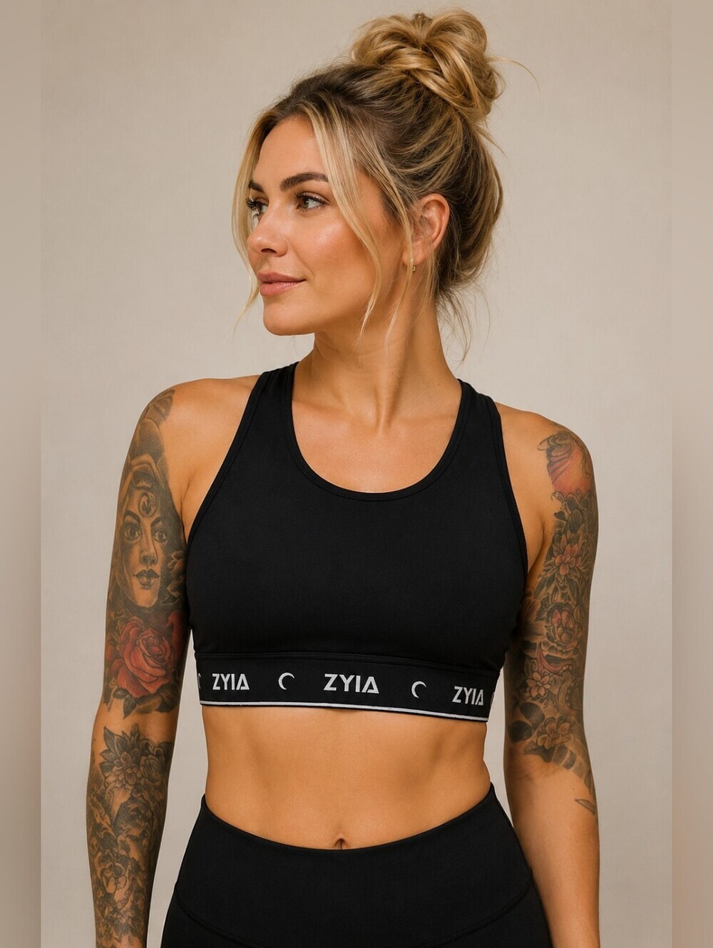 ZYIA Active Black Comfort Racer Back Sports Bra Medium M